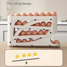 Kitchen Egg Storage Box, Refrigerator Side Door Organizer, 3-Tier Egg Holder, Food Storage Container - Multicolor - View 5