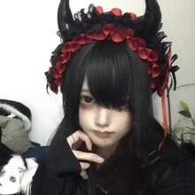 1pc Dark Style Demon Horn Lace Headband With Ruched Trim And Flowing Satin Ribbon, Exquisite Design With Strong Atmosphere, Suitable For Lolita Outfit, Halloween Costume, Cosplay Photography, Creating Unique Niche Style - Multicolor - View 5