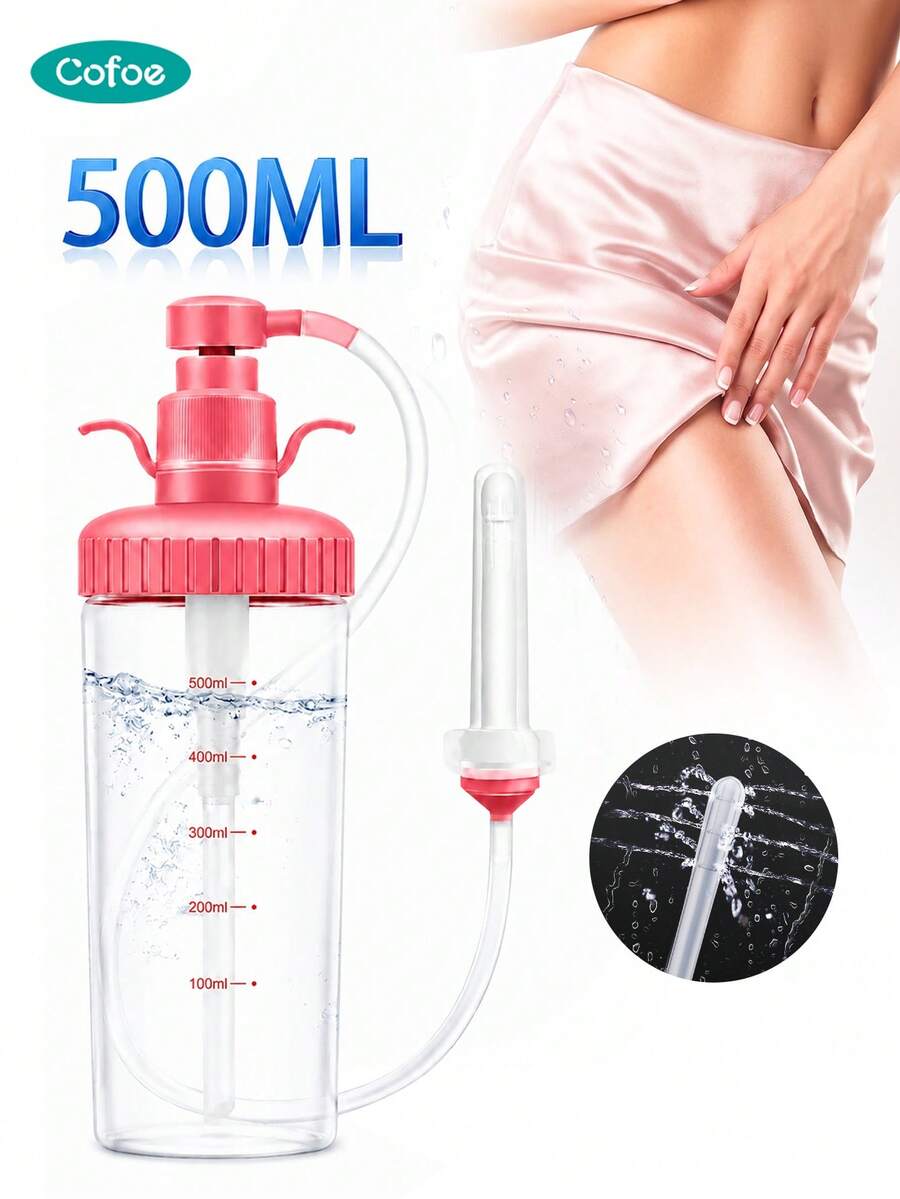 Cofoe كوفو 500 مل مطهر حميمي نسائي للمهبل، زجاجة غسول مهبلي، غسول مهبلي بضغط لطيف مع فوهة طويلة، مقاوم للحرارة وقابل لإعادة الاستخدام لتنظيف الحميمية، أداة تنظيف حميمية نسائية محمولة - روز أحمر - مشاهدة 1