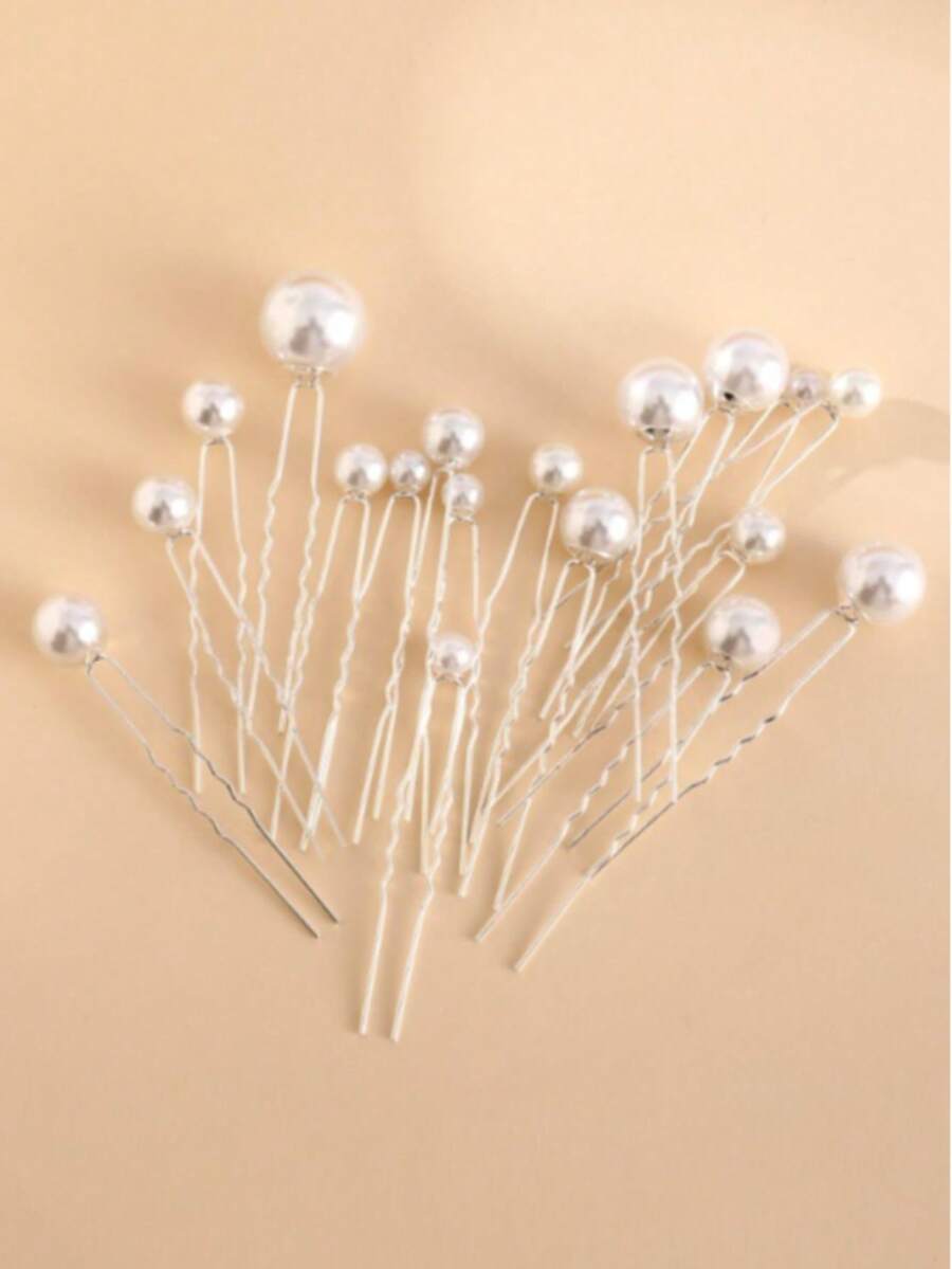 18pcs Pearl Hairpins Suitable For Wedding And Party Occasions - White - View 1