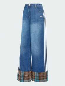 Adidas Three-Leaf Women's Loose Comfortable Versatile Jeans - Denim Indigo - View 4