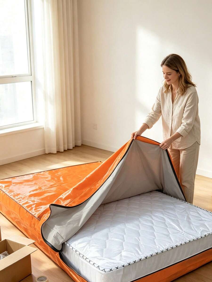 Zippered Dust-Proof & Sun-Proof Mattress Protector, Large Capacity Woven Linen Moving Packing Storage Bag, Multi-Functional For Clothing & Bedding Storage, Dust Cover, Organizer Bag, Fits Coats, Dresses, Curtains, Pillows, Cushions, Duvet Inserts, Blankets & Full Bedding Sets, Anti-Dust & Anti-Scratch, Lightweight Foldable, Easy To Carry & Stack, Suitable For Office Workers, Teachers, Renters & Home Moving, Seasonal Storage, Dorm Organization, Long-Distance Transport, Home Storage, Practical Gift For Graduation, Back To School, Teacher's Day, Dorm Essential - Multicolor - View 1