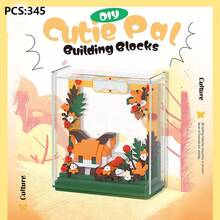 Cute Friends Anniversary Series Set, Adorable Animal Friends Photo Frame Miniature Building Blocks, Cute Bird, Panda, White Rabbit, With Acrylic Display Case, DIY Decoration, Assembled Building Blocks, Building Block Ornament, Suitable For Office Desk And Home Office Decoration. - Multicolor - View 16