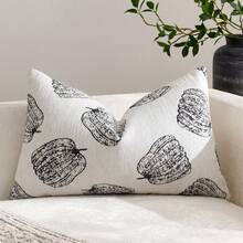 1pc Pumpkin Pattern Chenille Jacquard Cushion Cover, Minimalist Home Decorative Throw Pillow Case, Suitable For Sofa Bed, Home Decor - Black - View 8