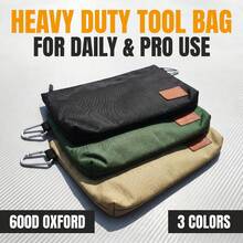 1pc Multi-Functional Tool Zipper Bag, Scratch-Resistant Wear-Resistant Waterproof Fabric, Leather Label Minimalist Design, Strong Load-Bearing Large Capacity Space, Organized Storage For Drill Bits Screws Hand Tools, Equipment Maintenance Auto Repair Construction Daily Travel, Electromechanical Technician Handcraft Enthusiast, Portable Tool Storage Bag, Hardware Parts Pouch - Black - View 2