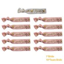 11pcs Fashion Polyester+Spandex Bridal Party Wristband Set - 1pc White Bride Style & 10pcs Bridesmaid Style - Wedding Bachelorette Party/Girlfriend Party Celebration Accessories - A - View 14