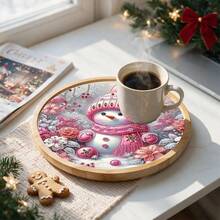 Exquisite Winter Christmas Snowman DIY Diamond Painting Tray, DIY Special Shape Acrylic Diamond Handmade Tray, Asymmetrical Shape, Suitable For Home Decor, Parties, Fine Tableware For Guest Use And Daily Home Use, Perfect Choice For Holiday Party Gifts - View 2