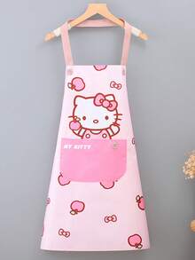 1pc Sanrio Pink Hello Kitty Design Apron, Durable Polyester Full Coverage Kitchen Apron, Suitable For Baking And Cooking, Fashionable Home Use, Perfect Couple Gift, Baking Apron | Fashion Apron | Adjustable Apron - Multicolor - View 10