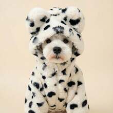 Pet Dog Coat Small Dog Warm Outdoor Walking Clothes Pomeranian Bichon Teddy Schnauzer Winter Thickened Faux Rabbit Fur - Black and White - View 5