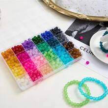 840/1680顆 6mm玻璃珠珠飾手工DIY，56色水晶珠手鍊製作套組，圓珠，適合初學者 - 彩色 - 查看 8
