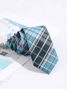 1PC Men's Fashion Versatile Striped Plaid Pattern Tie Suitable For Daily Wear, Shopping, Banquet, Party, Business, Dating - Multicolor - View 4