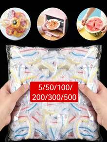 500/300/200/100片食品保鮮膜，可用於保持剩餘食物新鮮，具彈性與自封口設計，適合覆蓋碗盤，家用 - 彩色 - 查看 2