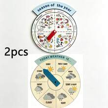 1/2pcs Weather Wheel, Preschool Education Learning Tool, Season & Month Wheel, Teaching Tool, Unique Home Office Educational Gift, First Day Of School - Multicolor - View 15