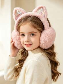 Winter Earmuffs - Cute Girls Ear Covers - Ear Bags - Warm Ear Protectors - Earmuffs With Plush Ears - Multicolor - View 6