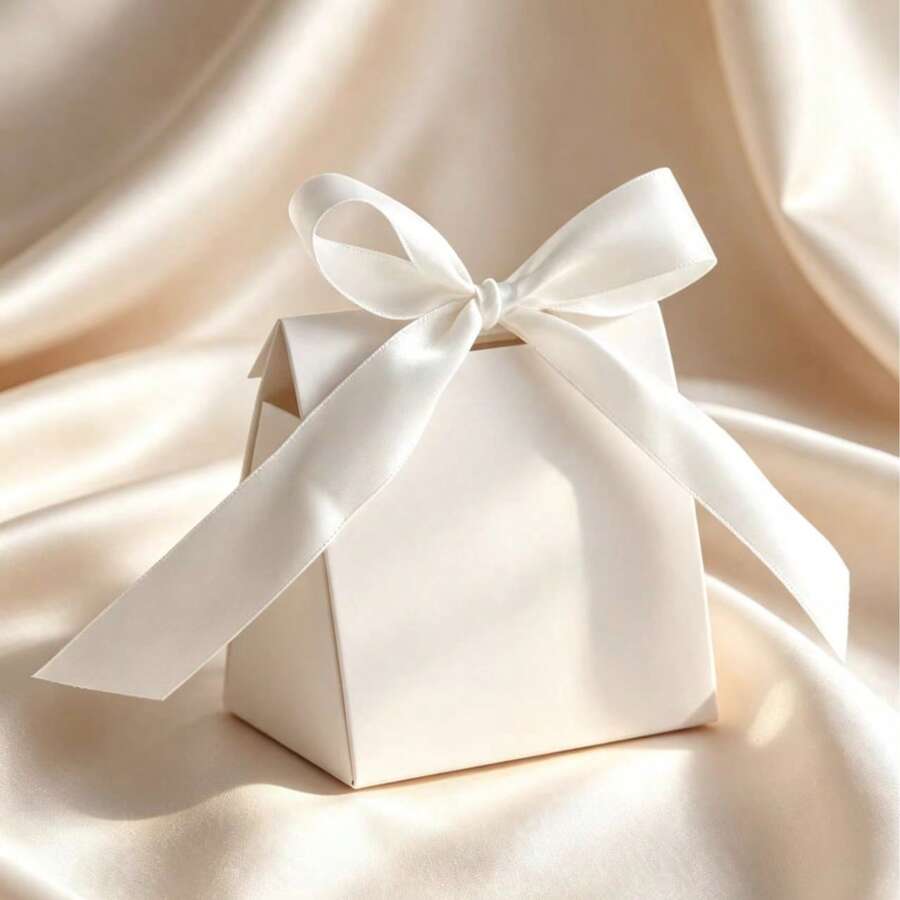 50pcs Mini Small Blank Gift Boxes With Colorful Ribbons, Suitable For Wedding, Birthday, Party Favors, Holiday Party Decoration, Valentine's Day, Christmas