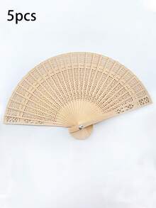 1/5/10/15件時尚木製摺扇 波希米亞風鏤空雕花手持扇 竹製輕便便攜 婚禮扇 可作拍照道具 女性畢業禮物與家居裝飾配件 適合夏季、海灘或旅行風格 (顏色) 隨機發貨 - 米色 - 查看 15