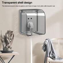 Protector de interruptor montado en la pared, caja plástica grande autoadhesiva impermeable para enchufes, caja a prueba de salpicaduras tipo 86 para baño - transparente - Ver 5
