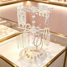 Translucent Double-Layer Rotating Jewelry Storage Rack, Suitable For Bracelets, Necklaces, Pendants, And Also For Storing Hair Clips, Headbands, Hair Accessories And Similar Items For Women - Multicolor - View 3