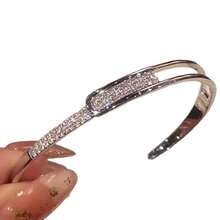 1pc Open Starry Sky Bracelet For Women, Minimalist Textured Silver-Tone Geometric Bangle With Rhinestones, Gift Suitable For Daily Wear And Party - Star - View 8