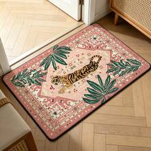 Hippie Style Carpet, Bathroom Mat, Area Decor Rug, Faux Wool Tropical Pink, Bohemian Bathroom Mat, Kitchen Indoor Entryway Small Rug, Modern Vintage Distressed Style Decorative Mat - Hippie Style - View 4
