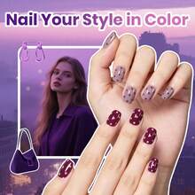 Beetles 6 Colors Purple Nail Polish Set, Quick Dry Air Dry Regular Nail Polish, Dusty Mauve, Dark Purple, Burgundy, Grape & Berry Red, No UV Lamp Needed, 7.5ml Each - 6 Colors Purple Nail Polish Set - 查看 3