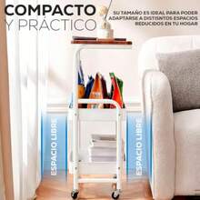 Carrito de Almacenamiento Organizador con Mesa Auxiliar Organizador de Metal 2 Niveles Carrito de Servicio para Cocina Carrito Multifuncional con Ruedas - blanco - Ver 5