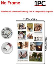 1pc Custom Best Friend Photo Collage Template Customized Wall Art, Style Custom Poster,12‑Photo Layout Pictures Custom Photo, Best Friend Birthday Gift, Customizable Things, Room Decor, Optional Frame. - Multicolor - View 14