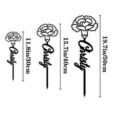 1pc Customized Floral Memorial Stake, Metal Tombstone, Rose Cemetery Plaque, Birth Flower, Memorial Garden Stake - Black - View 5