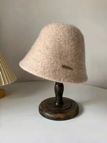 1pc Bucket Hat Bucket Hat Autumn/Winter Versatile Women's Face-Covering Bucket Hat Large Head Circumference Slimming Face Warm Bucket Hat - Multicolor - View 15