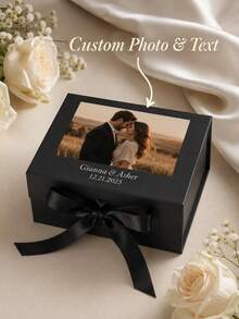 Customized Gift Box, Personalized Image And Text, Customized Name Gift Box, Luxury Gift Box With Ribbon And Personalized Text, Magnetic Bridesmaid/Proposal Box, Empty Gift Box, Wedding Gift - Multicolor - View 2