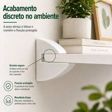 Kit 20 Suportes Tucano MDF 15mm Fixador Invisível Para Prateleira Preto e Branco - Branco - Visão 7