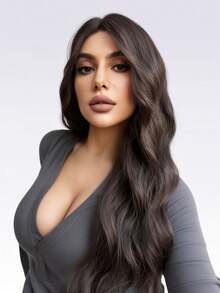 alicegarden 30 Inch Lace Front Wig, Natural Wavy Hair, Stunning Black, Middle Part Design, Suitable For Women's Daily, Party, Cosplay Use, Natural And Durable, Women's Wig Gift, Halloween - Black - View 5