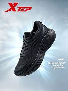 XTEP--Light Boat Running Shoes Men's Summer Mesh Breathable Sports Shoes Heavyweight Shock Absorption Lightweight Running Shoes Black - Black - View 1