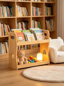 2-Tier Bamboo Baby Storage Rack, Portable Desktop Organizer, Multi-Functional Baby Diaper And Book Storage Rack - Multicolor - View 7
