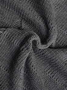 Sweater Rajut Wanita Korea Y2K Musim Gugur/Dingin Minimalis Seksi Satu Bahu Hollow Out Distressed Off Shoulder Manis Lucu Longgar Melangsingkan Pelindung Matahari Kardigan Wanita - Grey - View 10