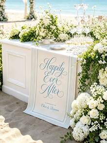 Pancarta de Bienvenida de Boda Personalizada, Mantel de Boda, Letrero de Evento de Bar a Rayas Personalizado, Pancarta de Evento de Bar, Nombre y Fecha Personalizables - Multicolor - Ver 3