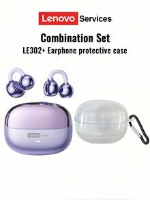 Tai nghe Bluetooth Lenovo LE302 có vỏ bảo vệ trong suốt, kiểu móc tai, âm thanh vòm hở tai, âm thanh chất lượng cao, độ trễ thấp, âm nhạc, chơi game, âm thanh định hướng, khử tiếng ồn ENC, cuộc gọi rõ ràng, tai nghe không dây để chạy bộ - Vỏ bảo vệ nhiều màu + trong suốt - Xem 14