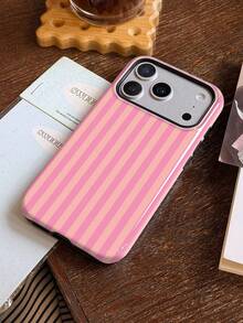 1 buah Casing Ponsel Keras Minimalis Artistik dengan Pola Garis Warna-warni Mengkilap 2-in-1, Pelindung Layar Penuh, Kompatibel dengan / 11/12/13/14/15/16/17 Pro Max - MultiWarna - View 3