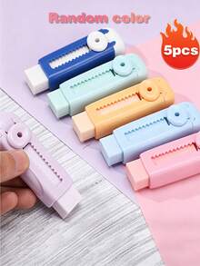 Cartoon Candy Color Replaceable Core Push-Pull Eraser, Suitable For Office, Studio, Home And School, Great Gift For New Year Or Back To School Season. Multiple Styles, Randomly Shipped - A - View 7