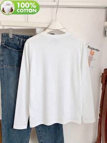 T-shirt décontracté à manches longues et col rond pour femmes, imprimé animal de libellule colorée, vêtements d'automne pour femmes - Blanc - Voir 3