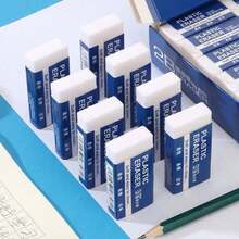 4pcs Soft Easy-To-Clean 2B Plastic Erasers - White, Rectangular, PVC Material, Suitable For Art And Craft Projects, Craft Supplies | Rectangular Eraser | Smooth Texture, Pencil Eraser - White - View 3