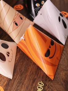 10pcs/Set Halloween Hanging Candy Boxes, 5 Designs Pumpkin, Ghost, Black Cat, Mummy & Skeleton Trick Or Treat Favor Boxes With Ribbon Handles For Kids Halloween Party Supplies - 5 Patterns - View 5