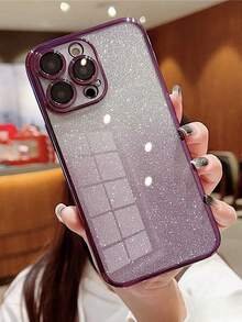 MewTrek Casing Ponsel Mewah Berlapis Elektroplating dengan Rhinestone, Glitter, dan Payet, Casing Pelindung Silikon Tahan Guncangan Terbaru, Kompatibel dengan iPhone, Galaxy, Honor, MOTO - Purple - View 3