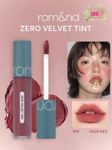 Rom&nd Romand ZERO VELVET TINT 5.5g/0.194oz，絲絨霧面妝效，高顯色，持久，輕盈，不乾澀，平滑唇部，柔焦模糊效果，適合日常使用，K-Beauty，韓系彩妝，Olive Young，禮物 - 24 FADE RED - 查看 2