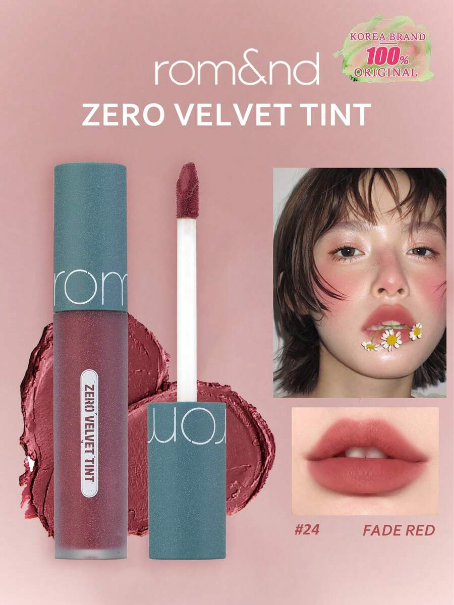 Rom&nd Romand ZERO VELVET TINT 5.5g/0.194oz，絲絨霧面妝效，高顯色，持久，輕盈，不乾澀，平滑唇部，柔焦模糊效果，適合日常使用，K-Beauty，韓系彩妝，Olive Young，禮物