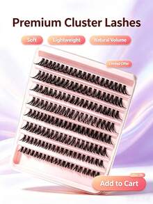 0.05mm Fine False Eyelashes, Heat-Melted Cluster Lashes, Mink-Like Eyelash Extensions, 3D Russian Voluminous Single Cluster Eyelashes, Makeup Black Eyelashes, Purple Box - D - View 6