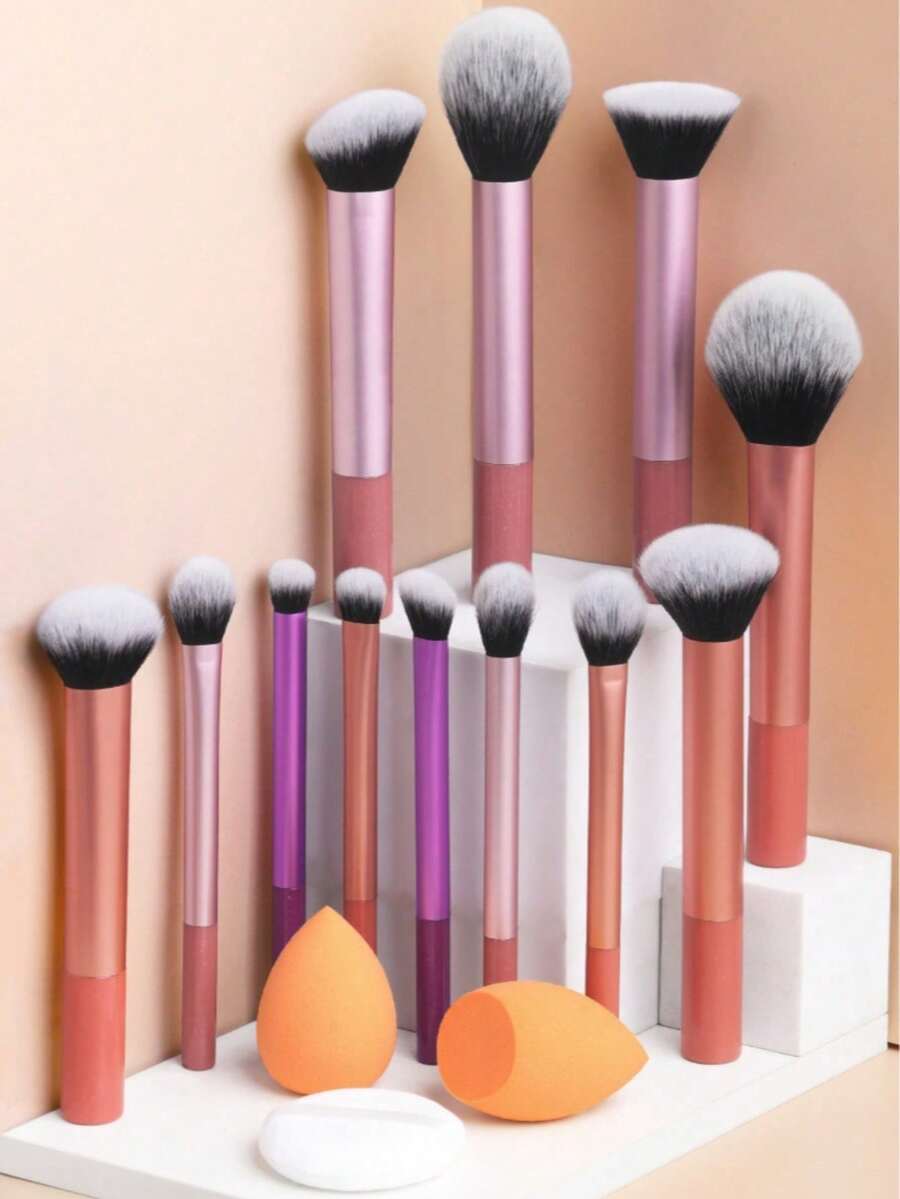 Juego de 12 piezas de brochas de maquillaje multifuncionales ultra suaves - Multicolor - Ver 1
