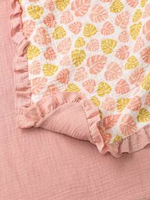 1 pieza Manta de bebé, estampado floral con borde de volantes, tela suave y fina, nueva llegada de primavera/verano, artículo esencial diario para bebés - Multicolor - Ver 9