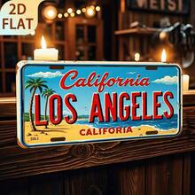 2D Flat - 1pc Vintage California Los Angeles Metal Sign - Wall Decor Sign, Retro Style With Palm Trees And Ocean View, Perfect For Home, Bar, Garage Or Lawn, Unique Gift Idea (Random Style) - A - View 4