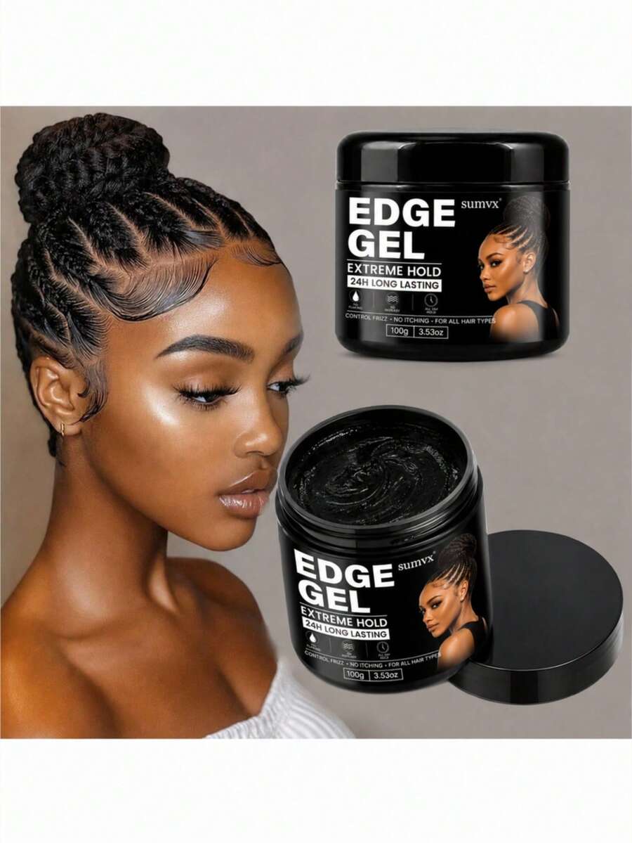 SUMVX 100g/3,53oz Gel de Estilização Poderoso que Fixa Eficazmente Cachos e Tranças no Lugar, Reduz o Frizz e as Pontas Duplas, Contém Óleo de Rícino Negro e Óleo de Coco para Suavizar os Fios Rebeldes. É Livre de Parabenos, Sulfatos, Óleo Mineral e Ingredientes à Base de Petróleo - 100g/3,53oz - Visão 1